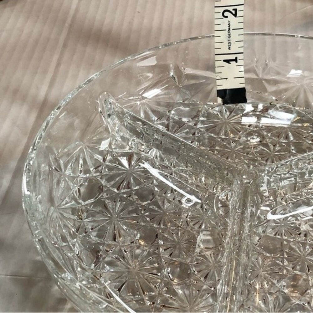 Vintage FRANCE Luxhem Veropa CUT Crystal Glass Divided Plate Bowl Dish Tray - Picture 6 of 6